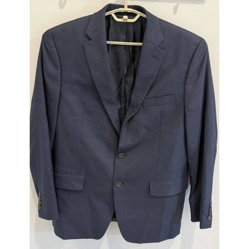 Lauren Ralph Lauren Navy Blue Mini Pattern Mens Blazer Jacket Size 43R